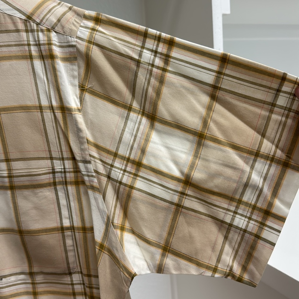 Turnbury Men’s XL‎ Short Sleeve Button Down Tan Plaid Dress Shirt 100% Cotton - Picture 5 of 14